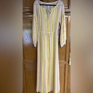 BCBGMaxAzria Maxi Dress with Yellow Lace Accents